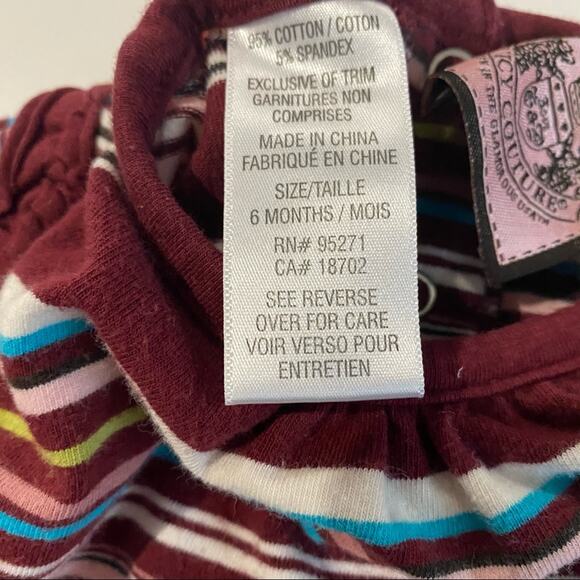Juicy Couture Onesie Sz 6 months Long sleeve Striped Onesie - Picture 4 of 6